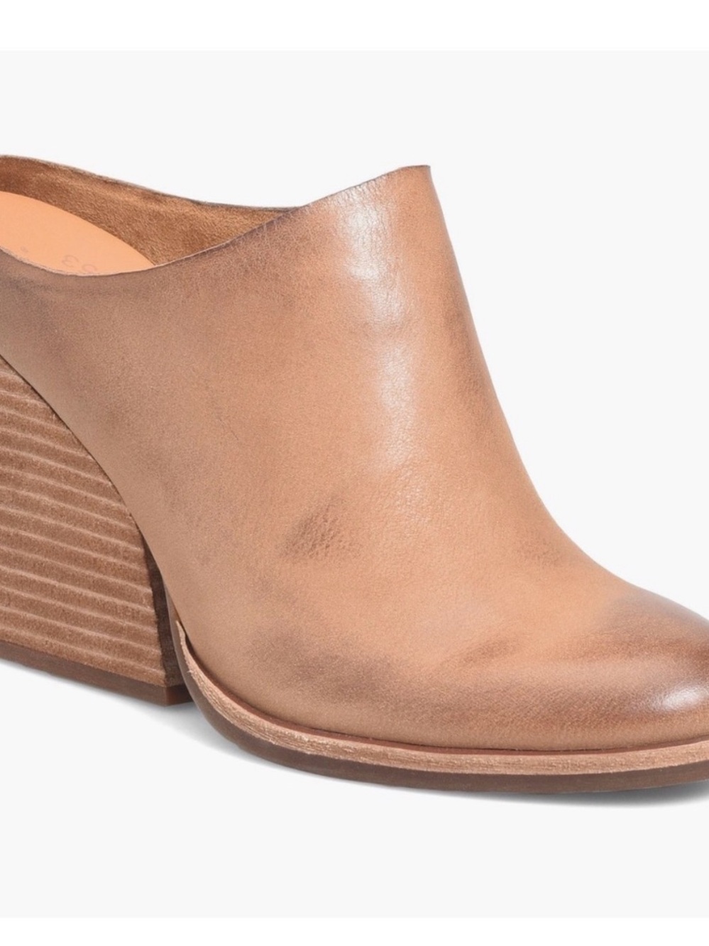 Kork-Ease Tan Leather Stacked Heel Mule